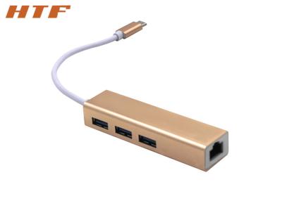 China Tipo C USB-C do cubo ao adaptador de rede do LAN do cubo RJ45 Gigabit Ethernet de 3-Port USB 3,0 à venda