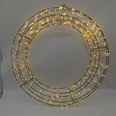 China 2022 New Product 36X5cm 3D Christmas Decoration LED Metal Garland Light Wire Copper Wiring String Light For Holiday Decoration for sale