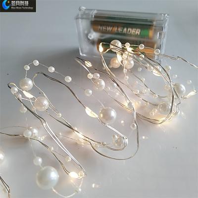 China HIGH QUALITY decoration HOLIDAY LIGHTING LED FAIRY LIGHT WITH 2AA 20L BATTERY CASE WITH BEAUTIFUL PEARLS /BEADS for sale