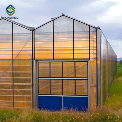 China 3.0m 6.0m Polycarbonate Aluminium Greenhouse UV Protection for sale