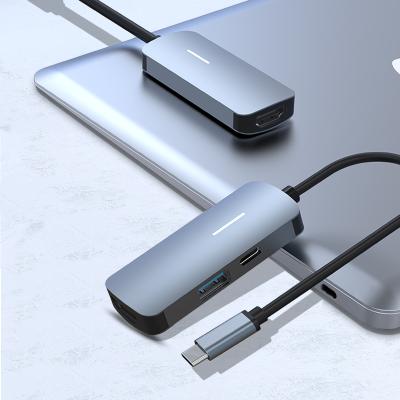 China Type-C Enabled Adapter Hot Selling 4K HD Multi Combo Devices Usb C 3 Into 1 Usb 3 0 Port 2XUSB2.0 SD/TF Card Thunderbolt Type C Hub For Macbook for sale