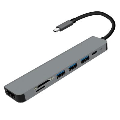 China Type-C Enabled New Usb C 4K HDM 7 Multi Devices Combo In 1 Usb 3 0 Port Type C Hub Box Box Data Por Charging Type C for sale