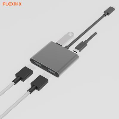 China Custom SD/TF Card Reader HUB Adapter New Style 4K 30Hz 4 in 1 TYPE-C to 2x4K HD-MI PD USB C Hub for Macbook Home Audio for sale