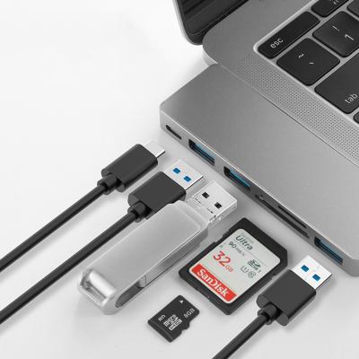 China USB C Hub Multi-Function USB Hub Fast Transfer 6 Ports in 1 USB-C 3.0 Type C to RJ45 Laptop Dock Station SD Card Smartphone for sale