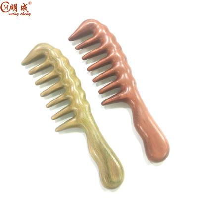 China Massage Green Sandalwood Grade 6.0 Natural Tooth Launch and Thickened Blood To Handle Meridian Wide Tooth Massage Comb, Wide Teeth Comb for sale