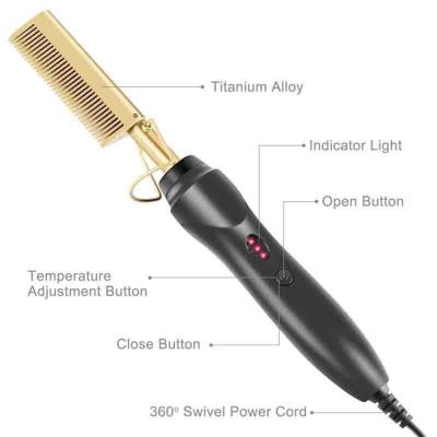 China Comb+Hair Brush Hair Smooth+Massage Straight Flat Iron Straightening Brush Comb Style Wrinkling Curling Iron Hot Heating Straight Hair Beard Comb for sale