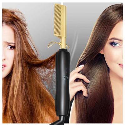 China Comb+Hot Electric Hair Brush Afro Hair Smooth+Massage Comb Hair Brush,Electric Hair Flat Straightener Metal Iron Comb,Black Hot Tools Comb Private Label for sale