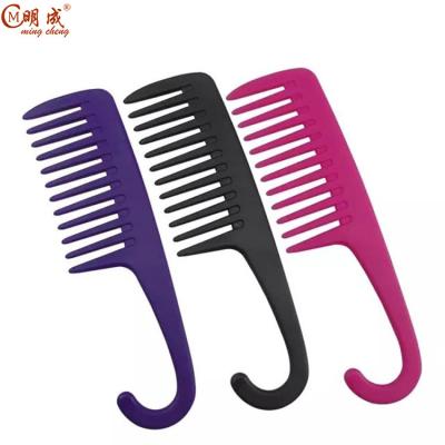 China New Custom Travel High Quality And Function Portable ABS Handle Logo And Color Curved Plastic Flat Comb, Hairdressing Flat Surface Comb With Curved Hook for sale