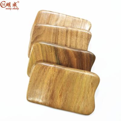 China 2020 new design 9.5cm /black/gold natural green sandalwood body scraping board health care clearing wet massage guasha tablet form for sale