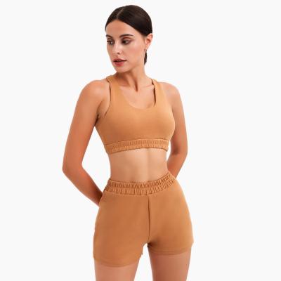 China KKXIU Women's Breathable Jumpsuit Sports Suit Fashion Running Solid Color Fitness Suit Bra Shorts Yoga Set for sale