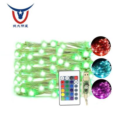 China Usb Powered Light String 16 Color Changing LED Fairy String Lights Waterproof Christmas Bar Party Decoration 3AA Battery Case Copper Lights for sale