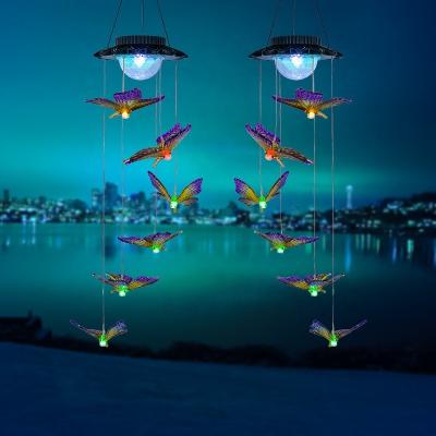 China Butterfly Residential Solar Wind Chimes Garden Light Butterfly Solar Wind Chime Solar Light Wind Chime Lamp for sale