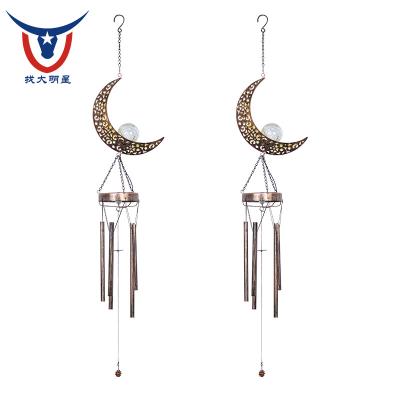 China Residential Sun With Crack Ball Solar Power Wind Chime Hanging Sun Light Indoor Outdoor Patio Garden Deco Waterproof Led Hanging Lamp for sale