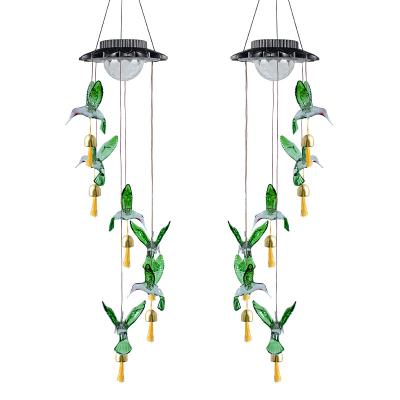 China Residential Color Changing Hanging Solar Led String Lights Decorative Hummingbird Wind Chime Light for Home Decor for sale