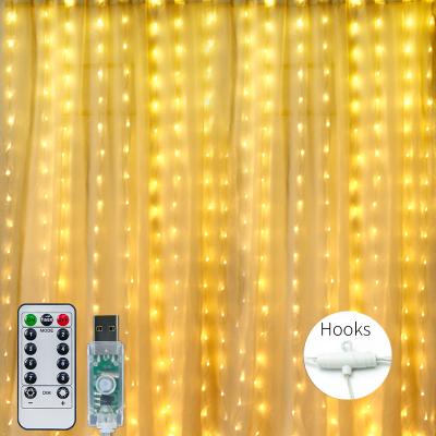 China LED Window Curtain Lights Twinkle Star 300 LED Window Curtain String Light 8 Modes Usb Powered Fairy LED Wire Lights String With Remote for sale