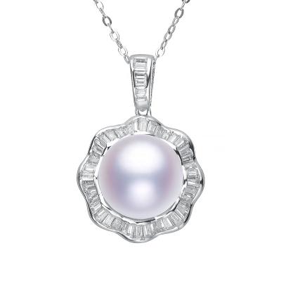 China 100% s925 Sterling Silver Zircon Pearl Necklace pearl pendant for sale