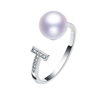 China Simple Fashion Environmental Friendly Jewelry 925 Sterling Silver 8-9MM Pearl Ring Mount Jewelry For Mothers Day Gift for sale