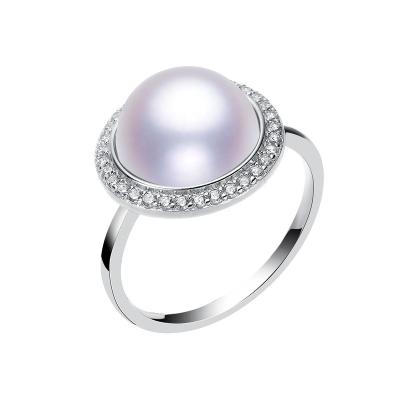 China Hot Selling Silver Jewelry Pearly Environmentally Friendly 925 Sterlings Pearl Ring Natural Freshwater Pearl Jewelry For Mother's Day Gift for sale