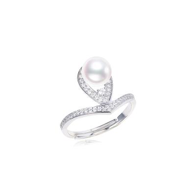 China 100% Natural Pearl Rings Special Design 925 Engagement Ring 925 Sterling Silver Widely Used Baroque Natural White Round Jewelry 6-7mm Gemsto for sale