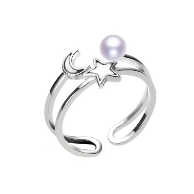 China cheap hot sale jewelry women wedding rings good quality mother of pearl 100% natural white round ring freshwater sterling 925silver pearl ring for sale