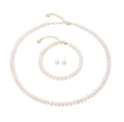 China unique design 7-8MM 100% natural pearl freshwater pearl jewelry sets precious pearl women necklace jewelry for sale