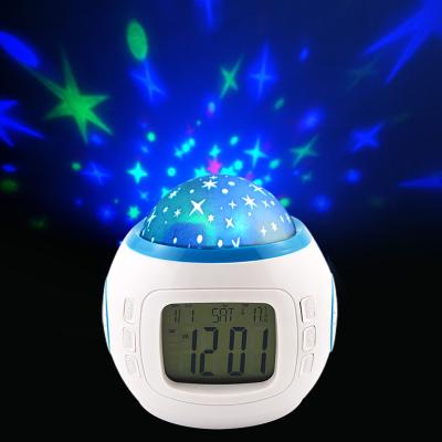 China Calendars Battery Powered Kids Bedroom Led Star Projector With Star Light Alarm Clock for sale