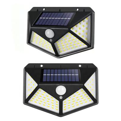 China Outdoor Garden Yard Solar Lamp 100led3 Motion Sensor Four Modes Side Lighting Wall Lamp IP67 Waterproof for sale