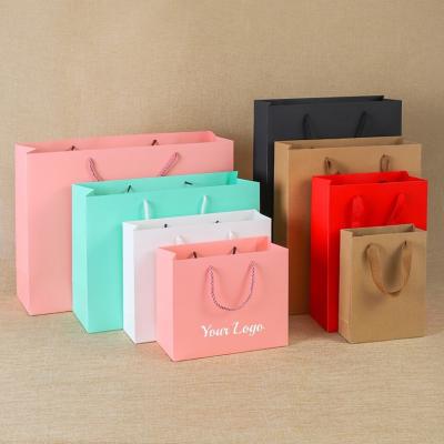 China High Quality Recyclable Custom Printed Logo Pink Rose Drawstring Luxury Paper Gift Bag For Boutique for sale