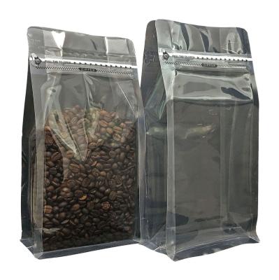 China The Bottom Gusset Pouch Coffee Bean Block Moisture Proof With Clear Bag Compostable Coffee Bag No Printing With Side Pocket Zipper Bag for sale