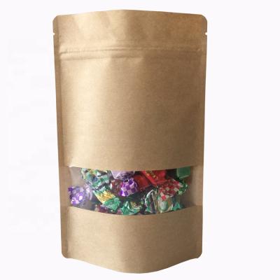 China Barrier Food Grade 250g Paper Bag Food Packaging Suppliers Stand Up Pouch Kraft Paper Pouch With Window for sale