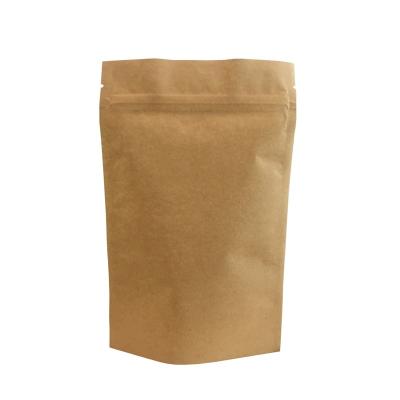 China Recycled Brown Materials RTS Stock Kraft Pouch 1oz - 32oz Stand Up Bag Resealable Poly Bag Window Aluminum Layer Paper Tote Bag Doy Pack Bag for sale