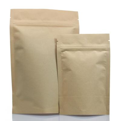 China Handmade stock kraft paper packaging stand up bag with zipper window fast food paper package reseal food powder packaging doypack pouch for sale