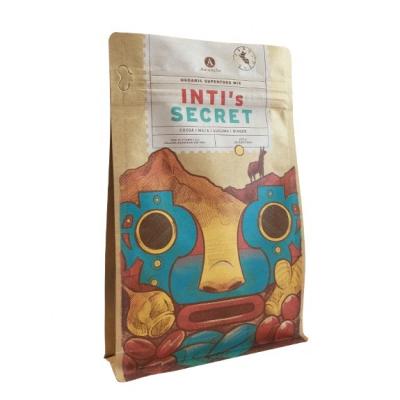 China Recycled Materials Custom Paper Bag 200g Flat Bottom Digital Printing Recyclable Pouch With Pouch Zipper Coffee Powder Packaging Bags for sale