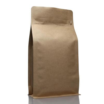 China Eco Friendly Recyclable Flat Bottom Ziplock Pouch Packaging 100% Compostable Biodegradable Kraft Paper Coffee Bags Wholesale for sale