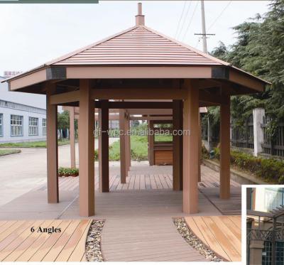 China Plastic Composite Pergola / Wood Pavilion wpc 6 angles pergola with CE certificates for sale