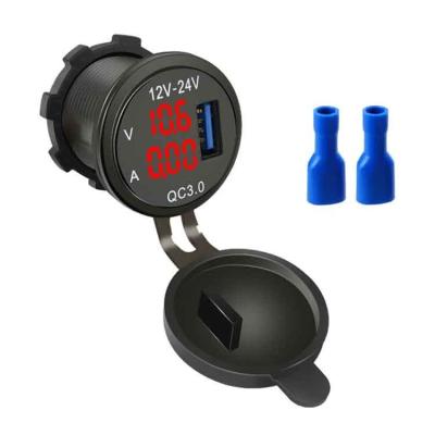 China Hot Amazon Saling Round Volt Meter Multi-voltmeterwith Quick QC3.0 Charger For Car Boat Bus Boat for sale