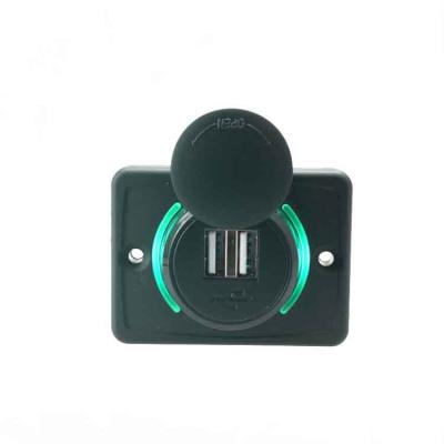 China motorbike etc. DC12-24V Car Boat BusTruck Waterproof DC12V 3.1A Dual USB Plug Bus Charger with LED Ring for sale