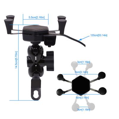 China Multifunctional Spider Bike Universal X Bike Motorcycle 12V Motorcycle Grip Handlebar Mobile Phone Holder with Charger for sale