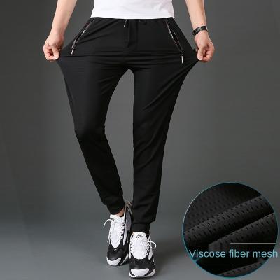 China Anti-Wrinkle Mens Summer Mesh Breathable Ice Silk Air Conditioning Pants Stretch Harlem Pants Mens Sual Pants for sale