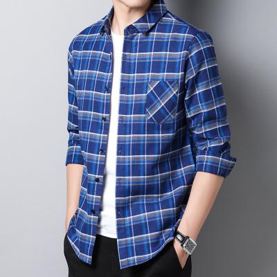 China New Men's Shirt Business Men's Long Sleeve Professional Cotton Checked Casual Men's Fashion Breathable Shirt for sale