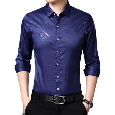 China Other new fall 2021Men's use shirt men's long sleeve tan striped shirt men's business casual dress cardigan long sleeve for sale