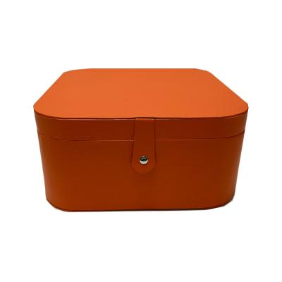 China Handmade Customized Leisure Orange Dates Gift Box Packaging Moon Cake And Candy Leather Packaging Box for sale