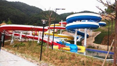 China Funny FPR Water Slide Games Double Open And Close Cool Water Slides for Water Park for sale