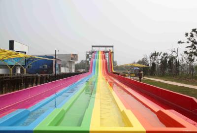 China Rainbow FRP Custom Water Slides Commercial Outdoor Water Slides Red / Yellow / Green for sale