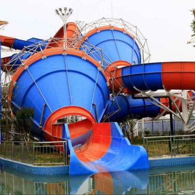 China Large Funny Water Theme Parks Equipment Fiberglass Water Slide For Adult for sale