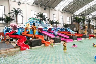 China Attractive Kids' Water Slides , Aqua Play Equipment Fiberglass Pool Slide for sale