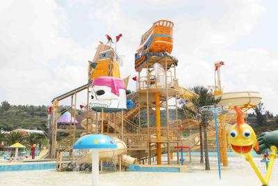 China Colorful Outdoor Water Parks with Fiberglass Water Slides 29 x 27m Space for sale