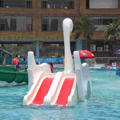 China Indoor Or Outdoor White Swan Fiberglass Pool Slide , Water Amusement Park Kids Water Slide for sale