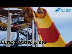 Amusement Custom Water Slides Rainbow Outdoor With Swimming Pool