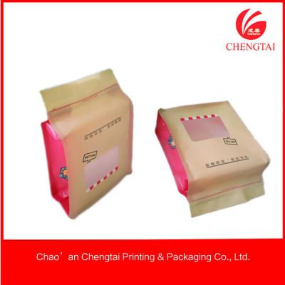 China Matt Material Candy Packaging Plastic Block Bottom Bags With Clear Window for sale